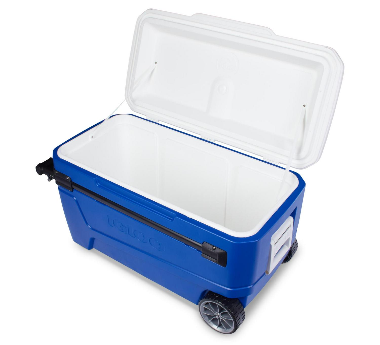 Igloo 110 qt. Glide Ice Chest Cooler with Wheels， Blue