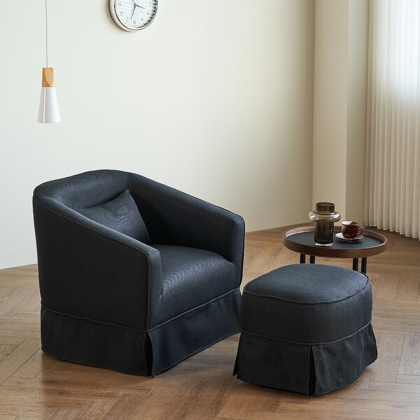 Swivel Barrel Chair With Ottoman，Swivel Accent Chairs Armchair for Living Room