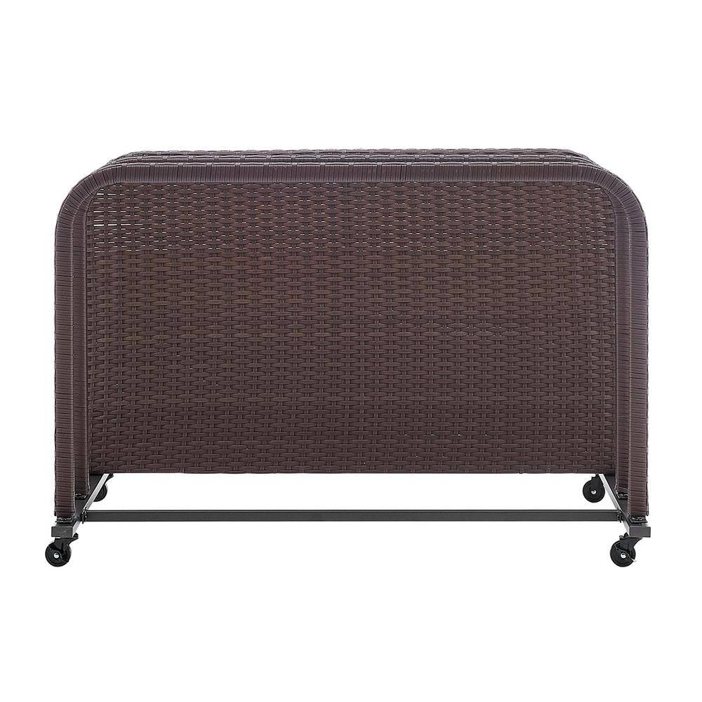 Barton 38 in. L x 44 in. W Rolling Brown Wicker Float Caddy Table Furniture Dolly Pool Toy Pool Float Cart Storage Organizer 90140