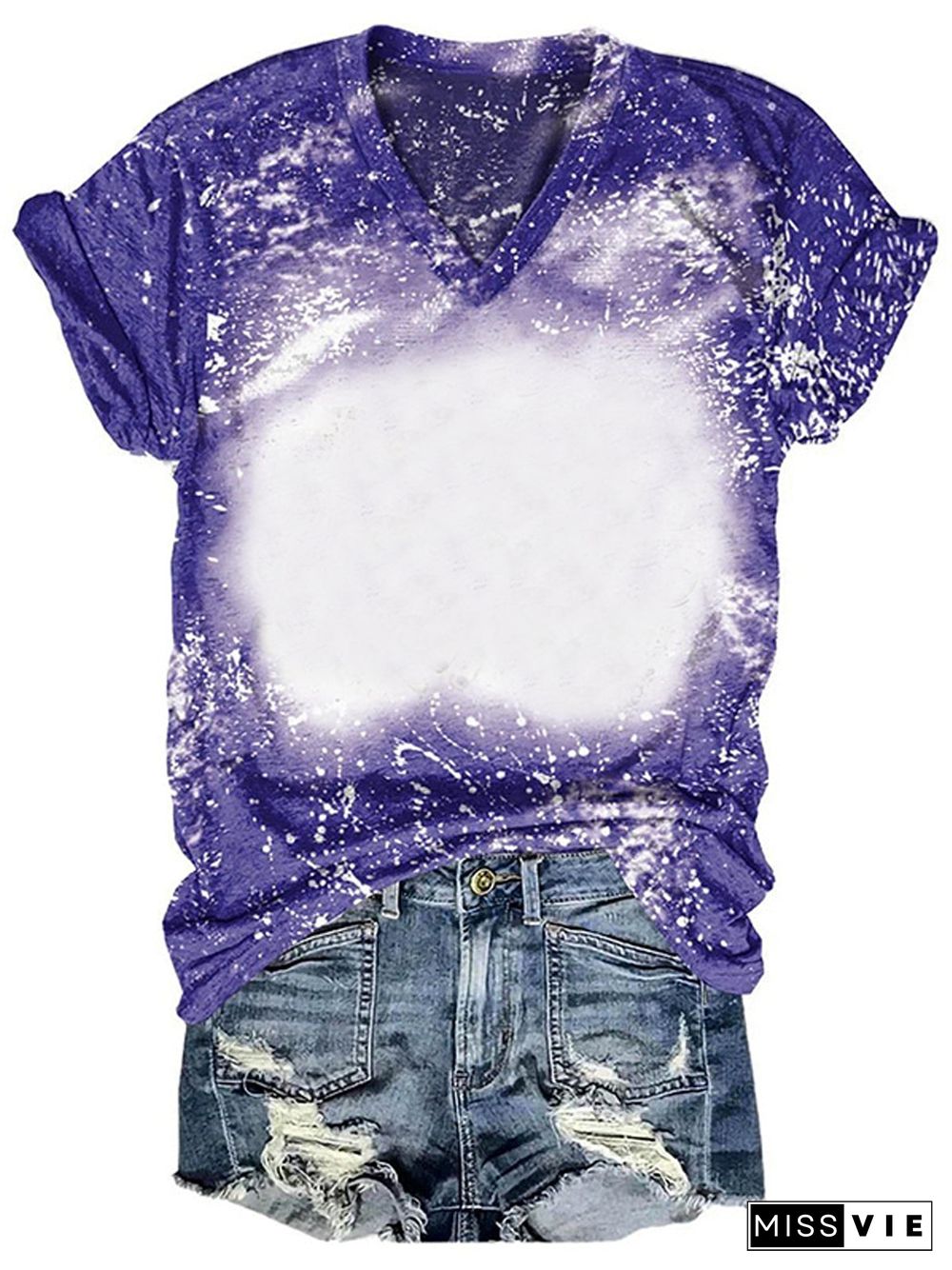 Do It Yourself Tie-dye Print V-neck T-shirt