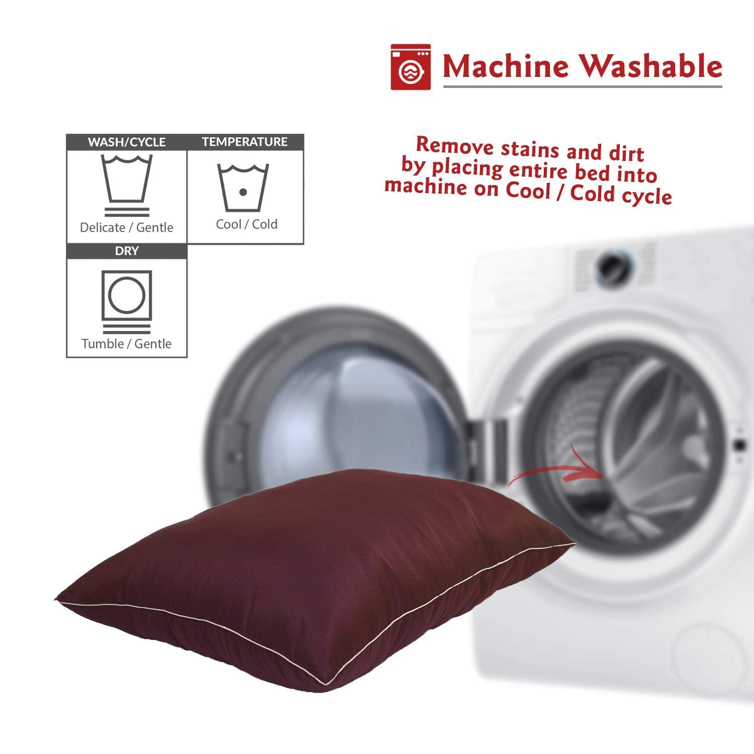 Majestic Pet Solid Color Super Value Dog Bed Machine Washable Burgundy Medium 28