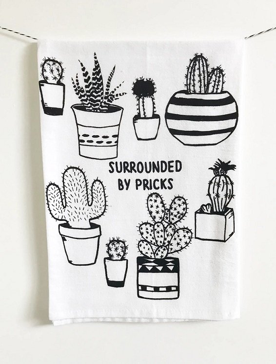 Surrounded by Pricks Cotton Kitchen Towel 28 x 29