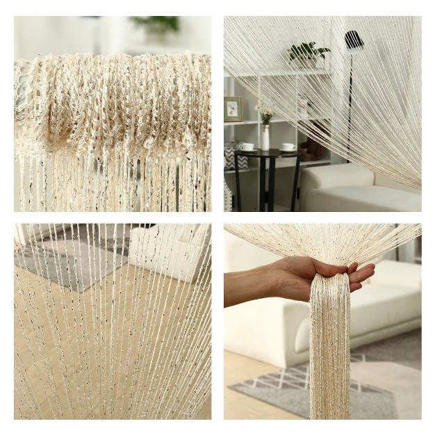 Piccocasa Fringe String Single Panel Bedroom Door Window Divider Curtain