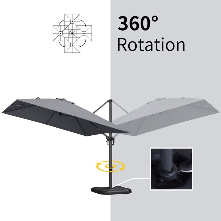 PURPLE LEAF 8 ft Square 360 Degree Rotation Patio Cantilever Umbrella