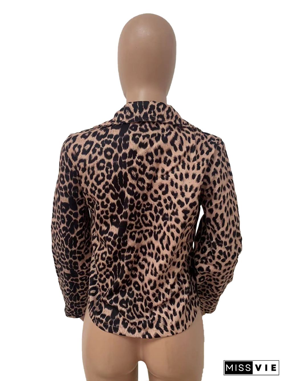 Lapel Leopard Snakeskin Zipper Blazer Jacket