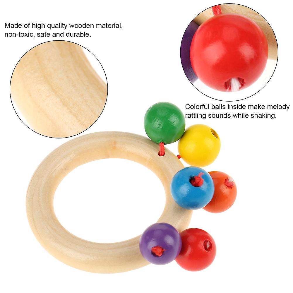 Baby Safe Wooden Rattles Grasp Toy  Infant Early Musical Educational Toys Ring Shaped