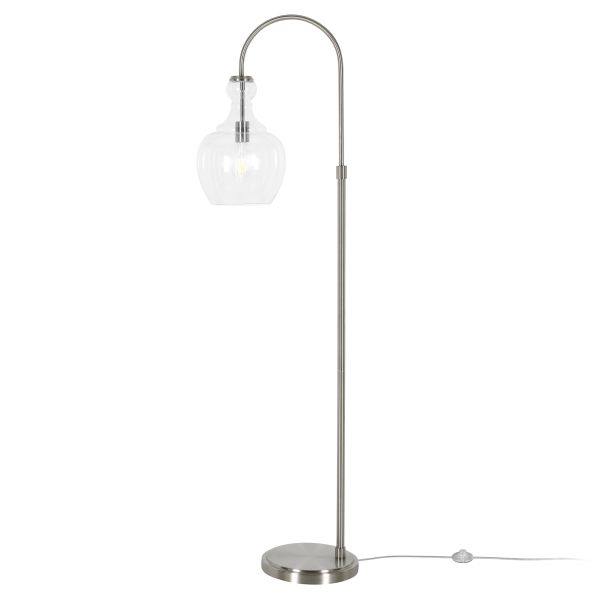 Verona Arc Floor Lamp with Glass Shade in Brushed Nickel/Clear