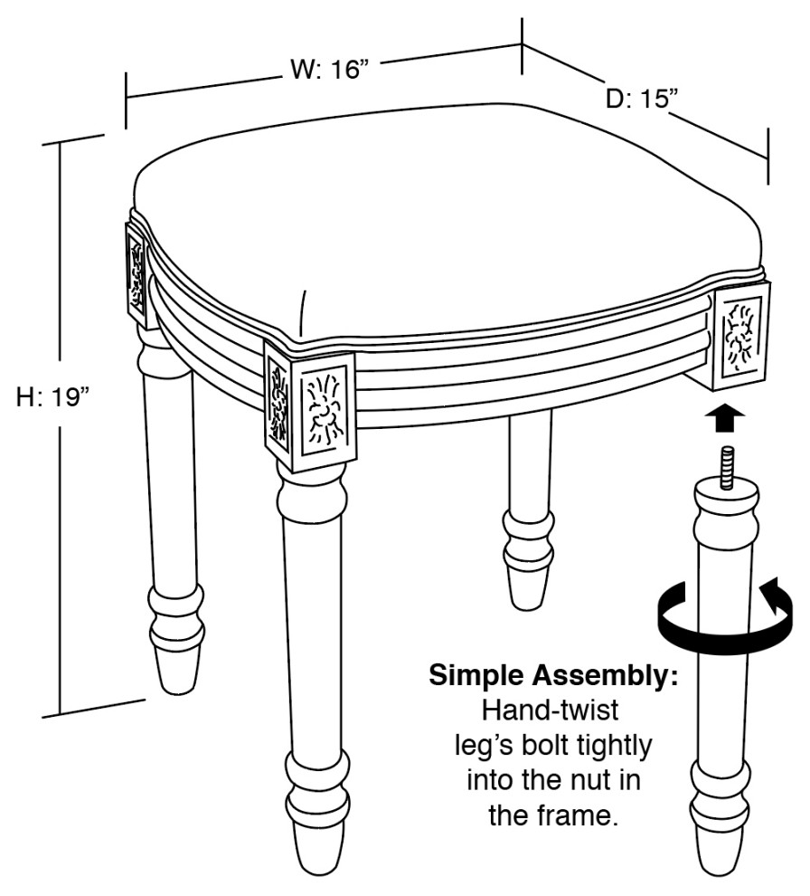 Jacobean Floral Mustard  Linen Upholstered Vanity Stool   Traditional   Vanity Stools And Benches   by 123 Creations  Houzz