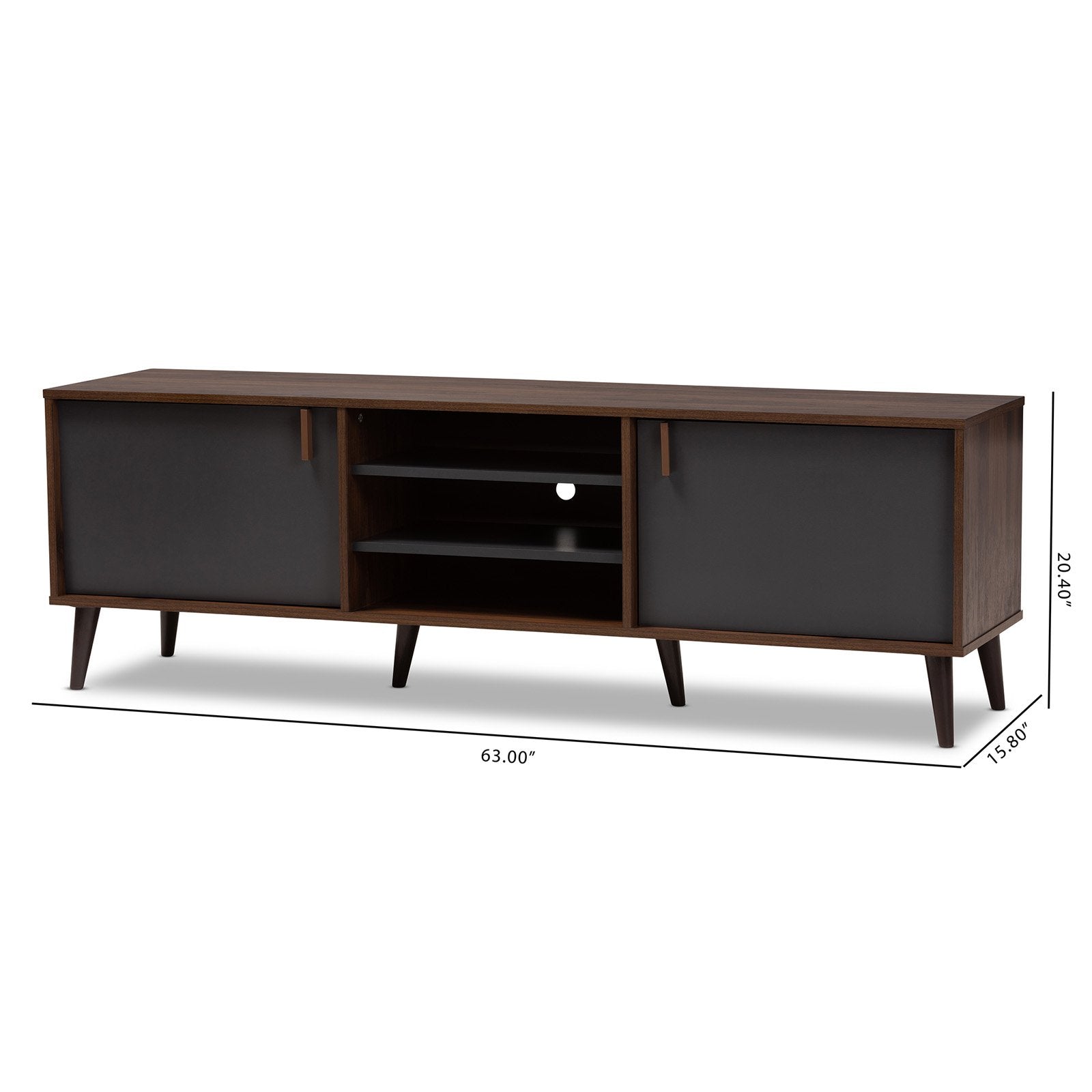 Baxton Studio Samuel Mid-Century Modern TV Stand - Brown and Dark Grey