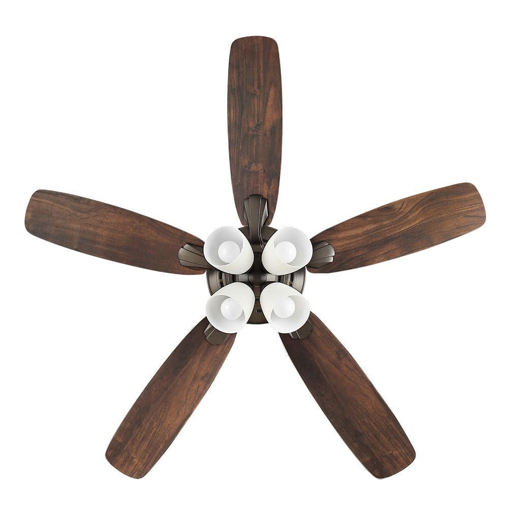 Hampton Bay Hollis 52 in Indoor LED Bronze Downrod Ceiling Fan with 5 QuickInstall Reversible Blades Light Kit and Remote Control