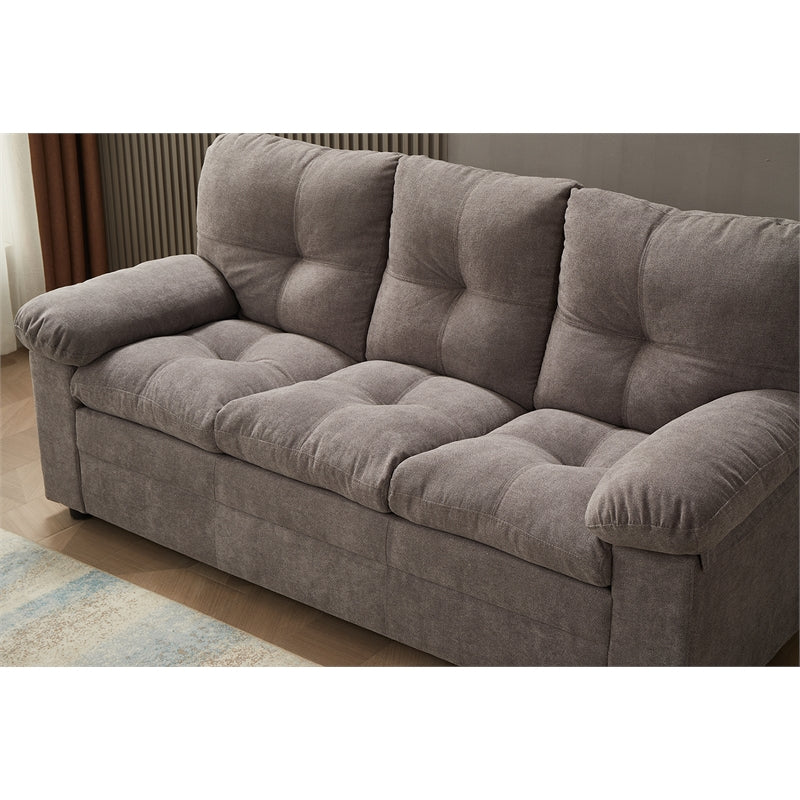 Kingway Furniture Plaencia Linen Living Room Sofa in Light Gray