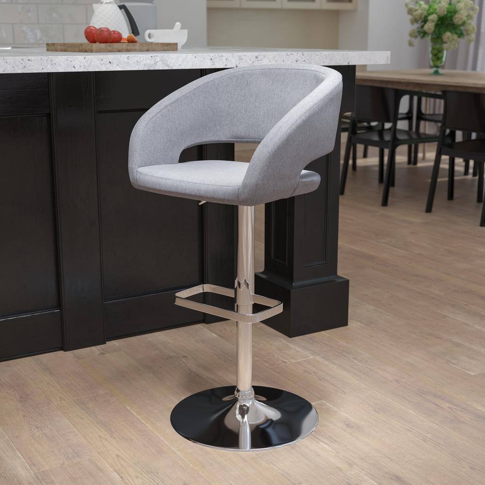 Flash Furniture 32 in. Adjustable Height Gray Cushioned Bar Stool CH122070GYFAB