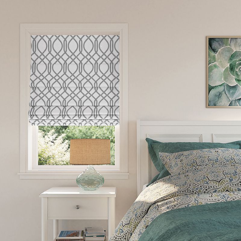 Sun Zero Detour Modern Trellis 100% Blackout Cordless Roman Shade 64 Length