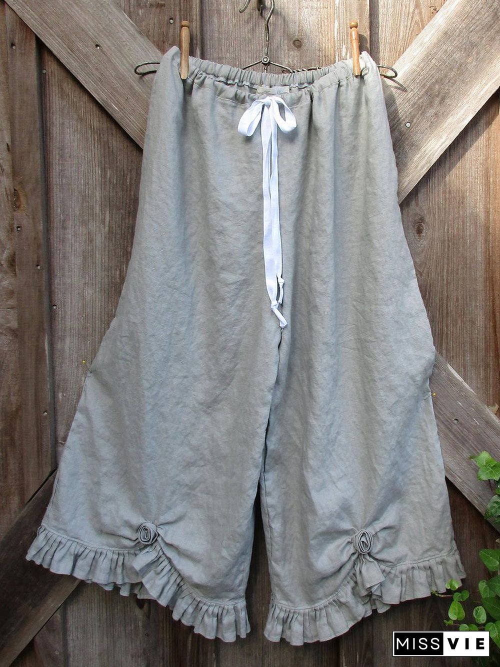 Gray Vintage Cotton Shift Pants