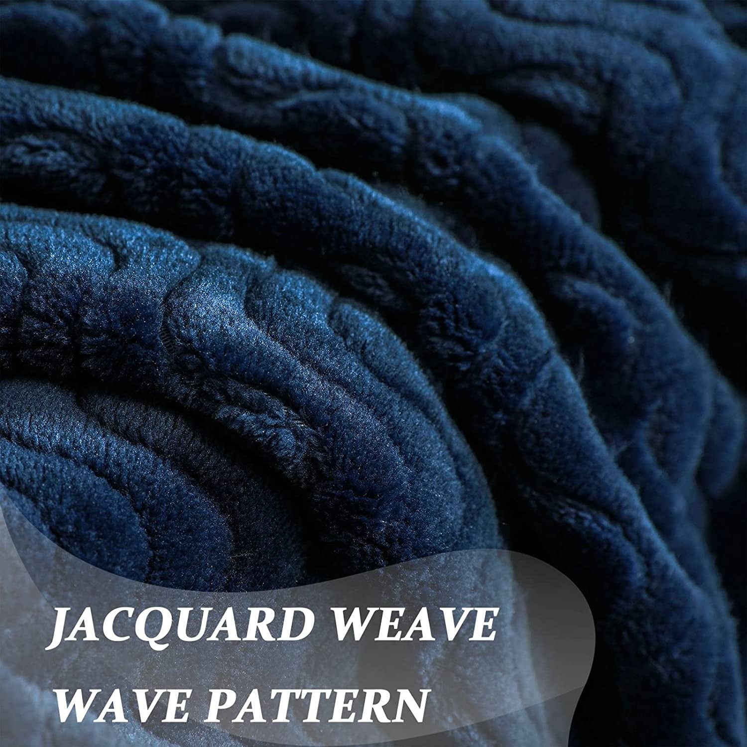 Exclusivo Mezcla Large Flannel Fleece Throw Blanket， Jacquard Weave Wave Pattern (50