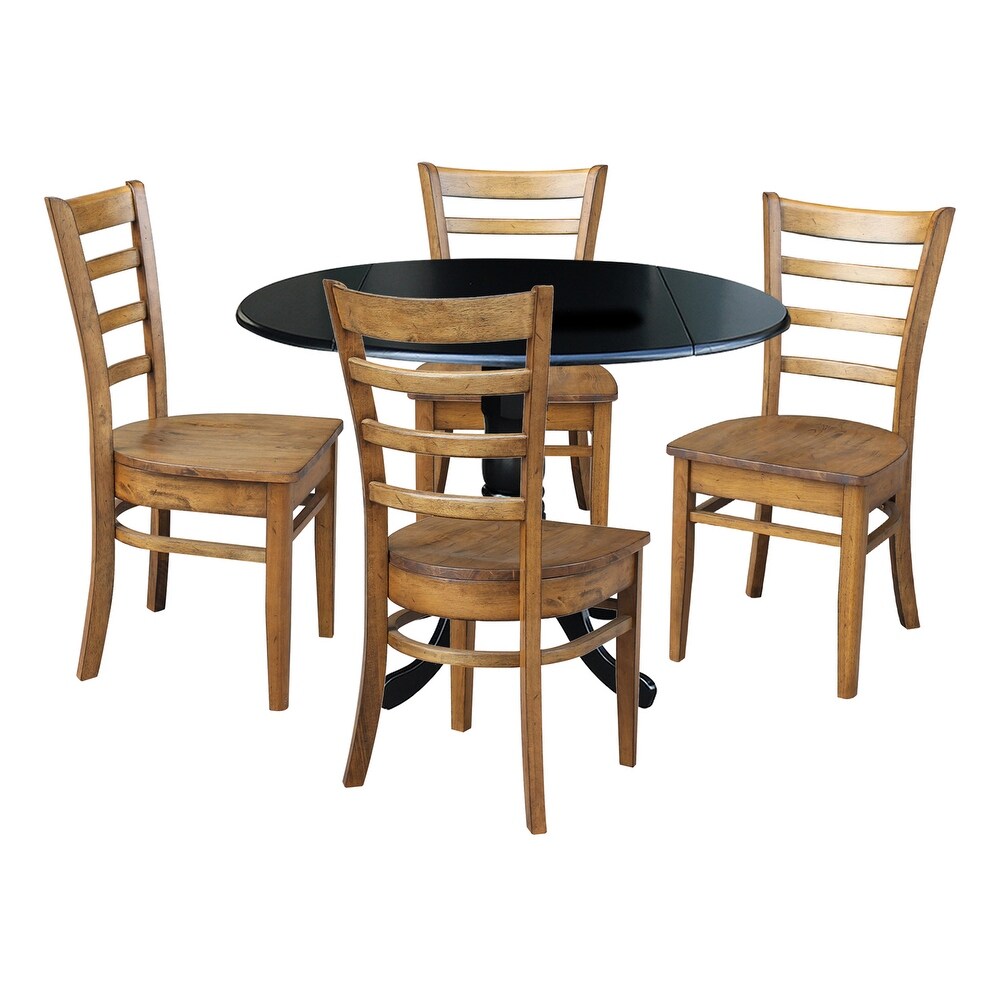 42 in. Drop Leaf Table with 4 Ladder Back Dining Chairs   5 Piece Set