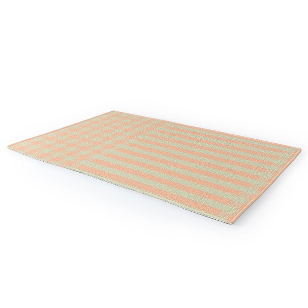 Mirimo Peach And Pistache Gingham Outdoor Rug Deny Designs