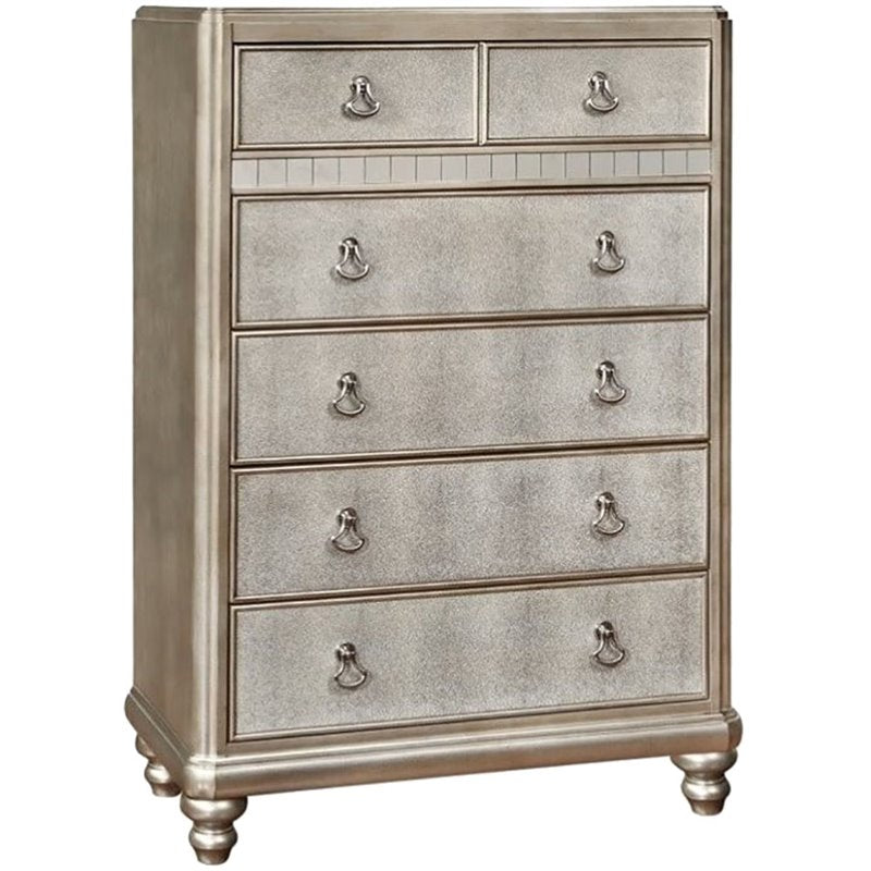 Bowery Hill 6 Drawer Chest in Metallic Platinum