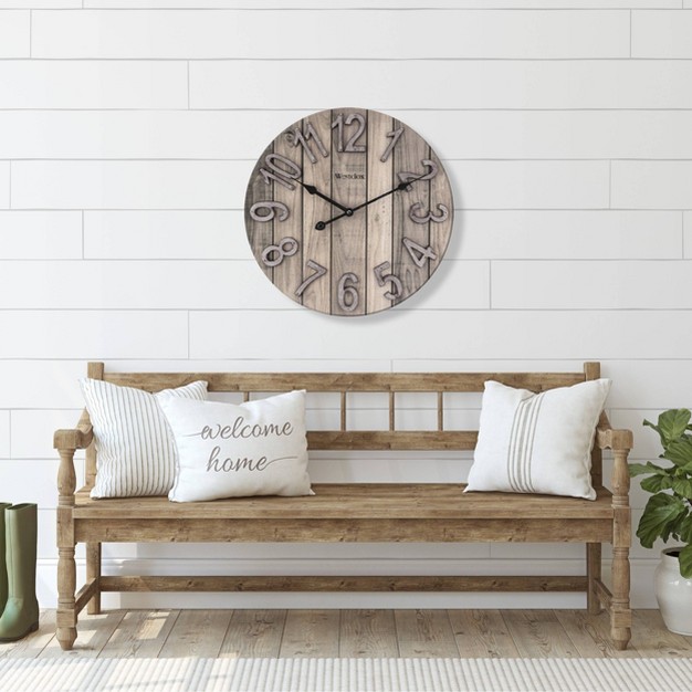 Mdf With Raised Numbers Wall Clock Westclox