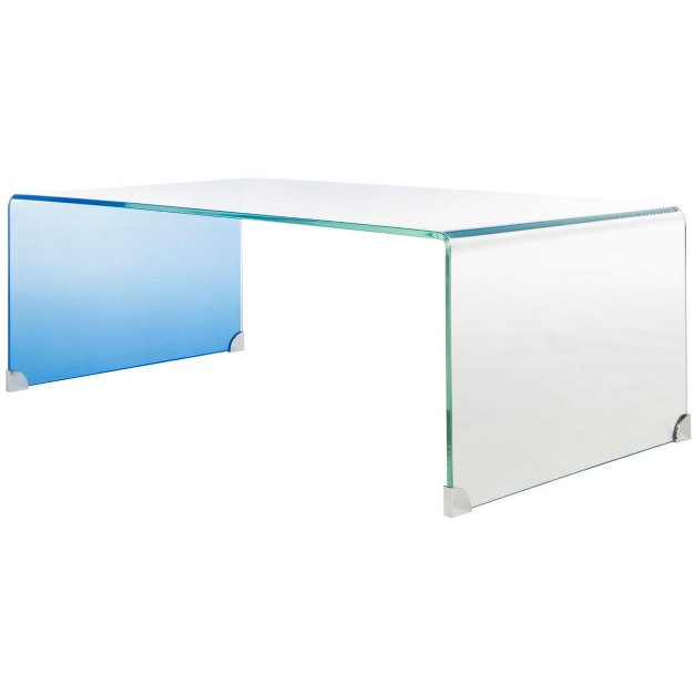 Crysta Ombre Glass Coffee Table Clear blue Safavieh