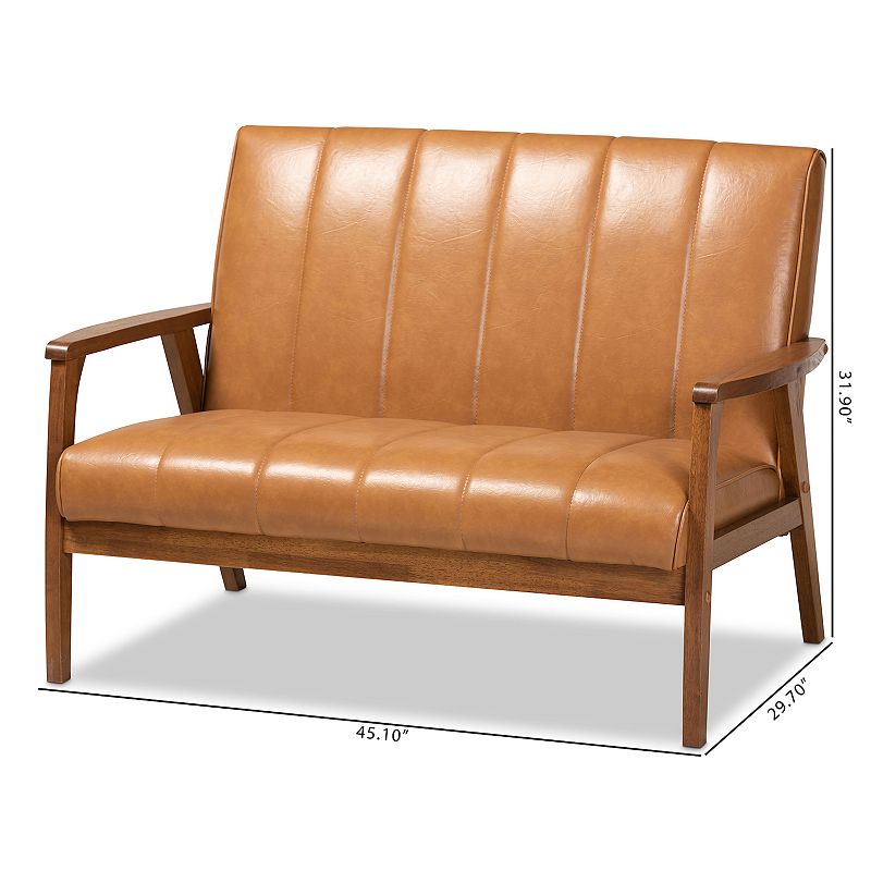 Baxton Studio Nikko Brown Loveseat