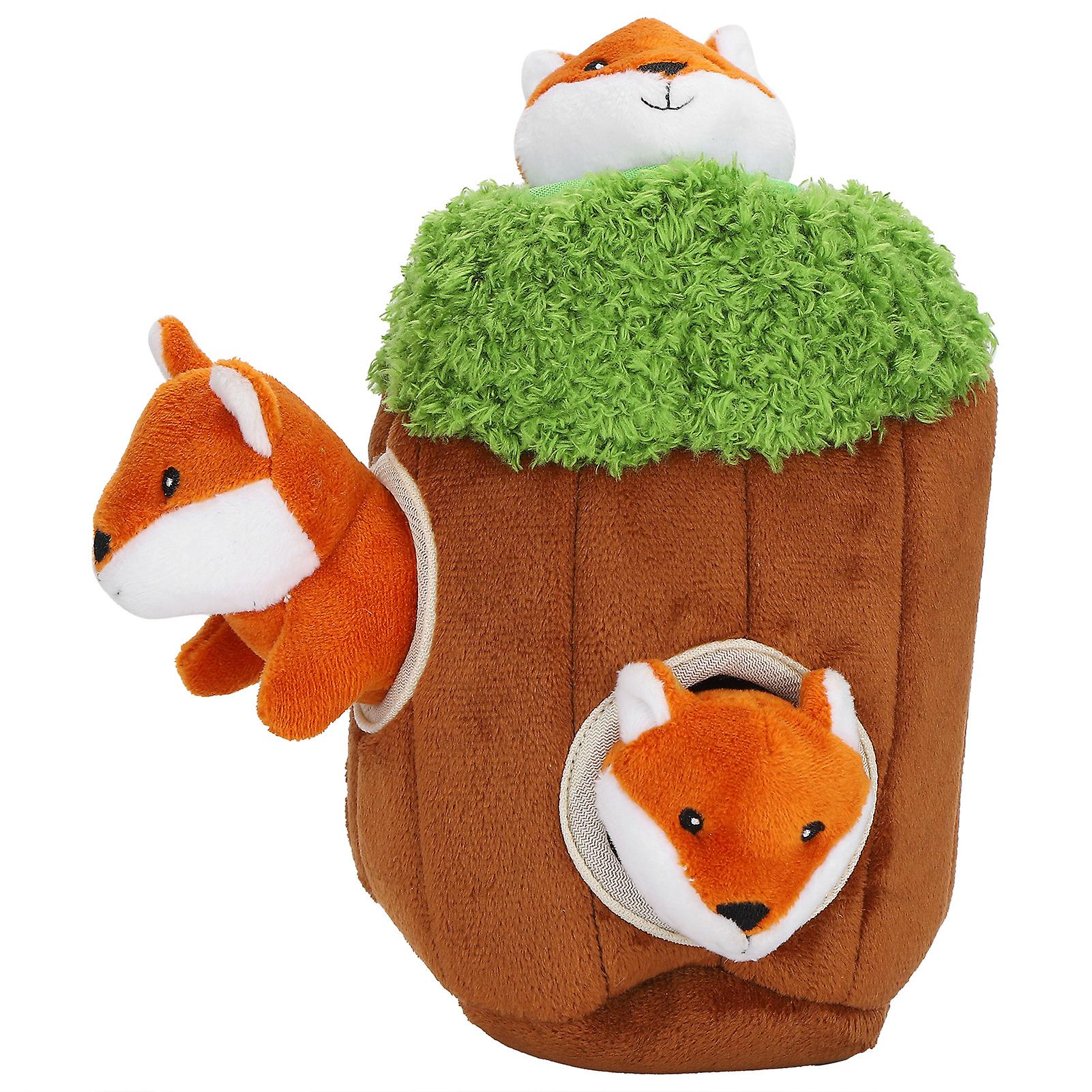 Plush Squeak Tree Hole Dog Puzzle Seeking And Hiding Toy With Fox Toy Pet Supplies