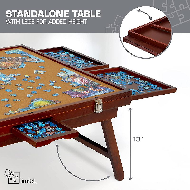 Jumbl 1500 Piece Puzzle Board， 27” x 35” Wooden Jigsaw Puzzle Table Board