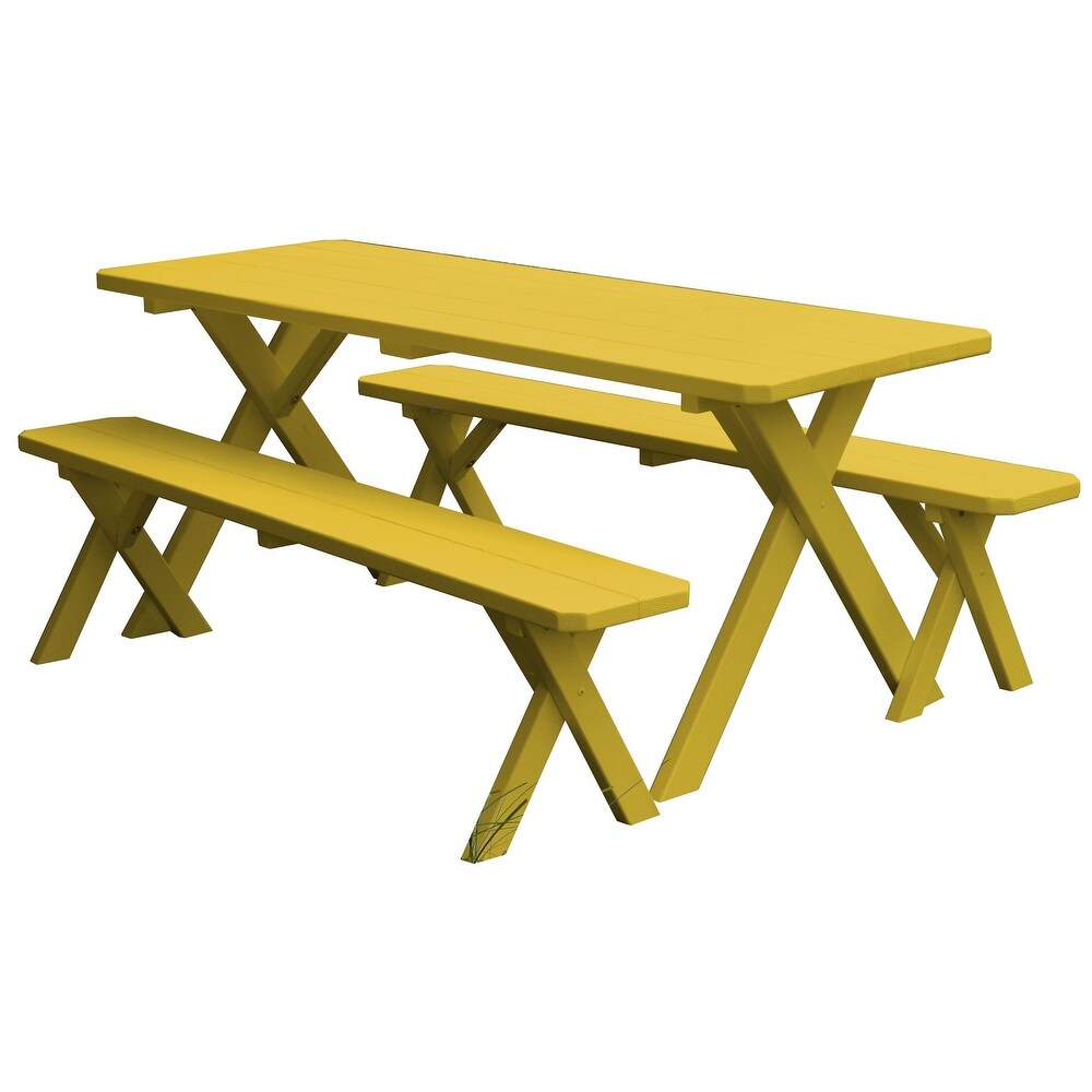 Pine 4' Cross Leg Picnic Table with 2 Benches