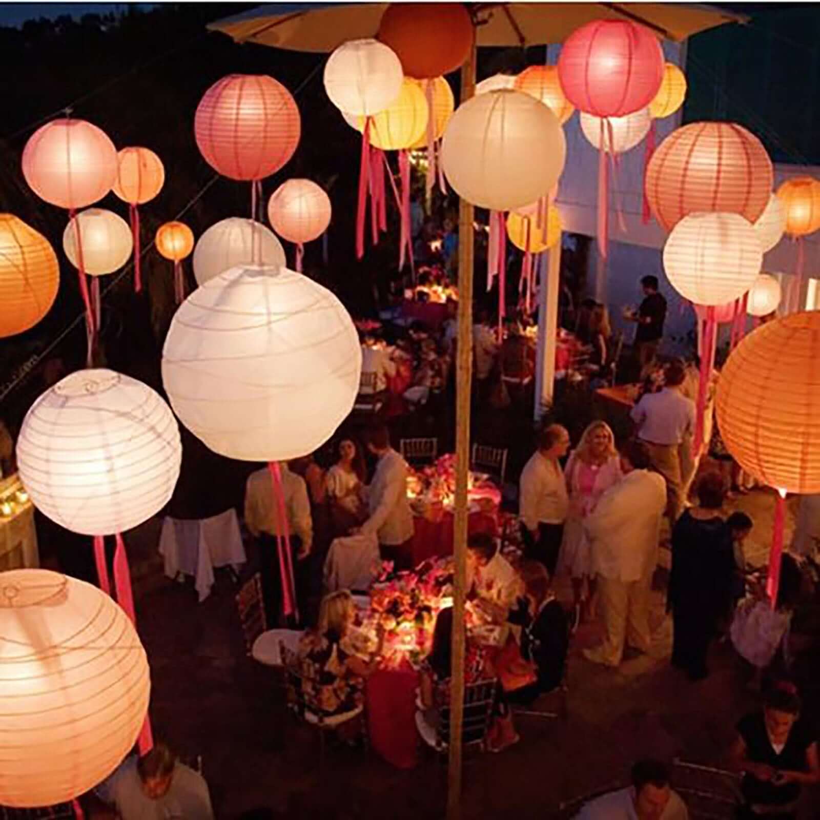 Set of 6 White Hanging Paper Lanterns, Chinese Sky Lanterns, Assorted Sizes 16