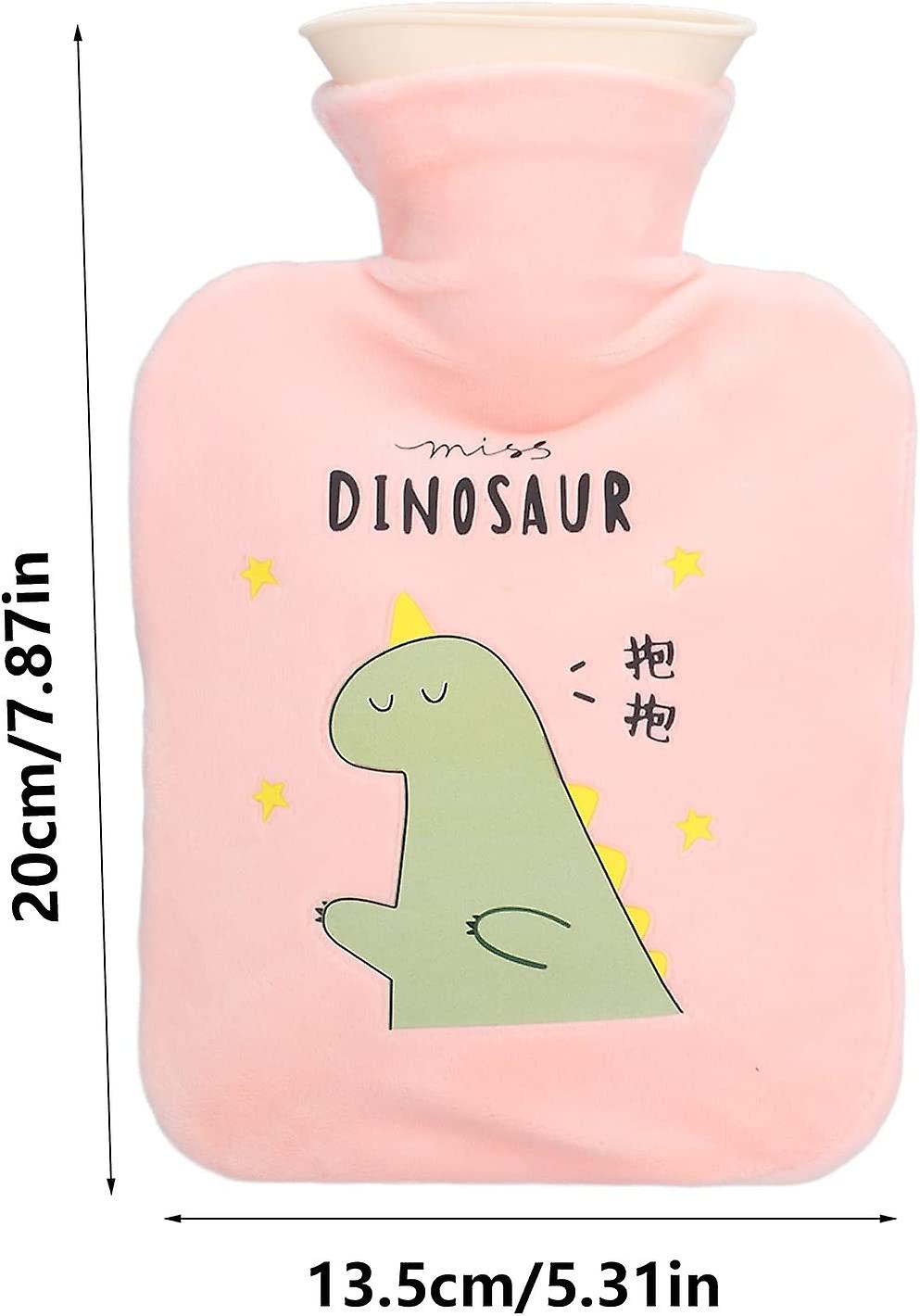 500ml Cartoon Dinosaur Hot Water Bottle， Thickened Leak Proof Hot Water Bag For The Treatment Of Muscle Soreness(blue)