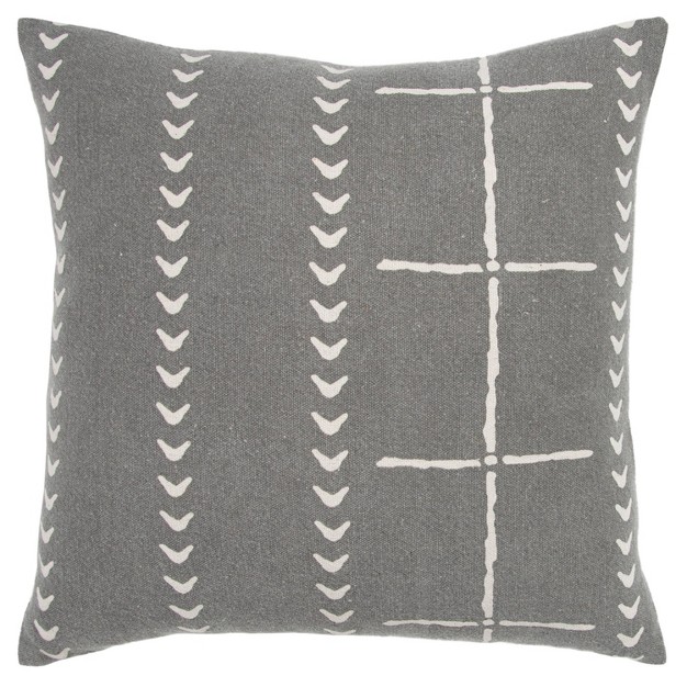 Oversize Striped Polyester Filled Square Throw Pillow Charcoal Donny Osmond Home