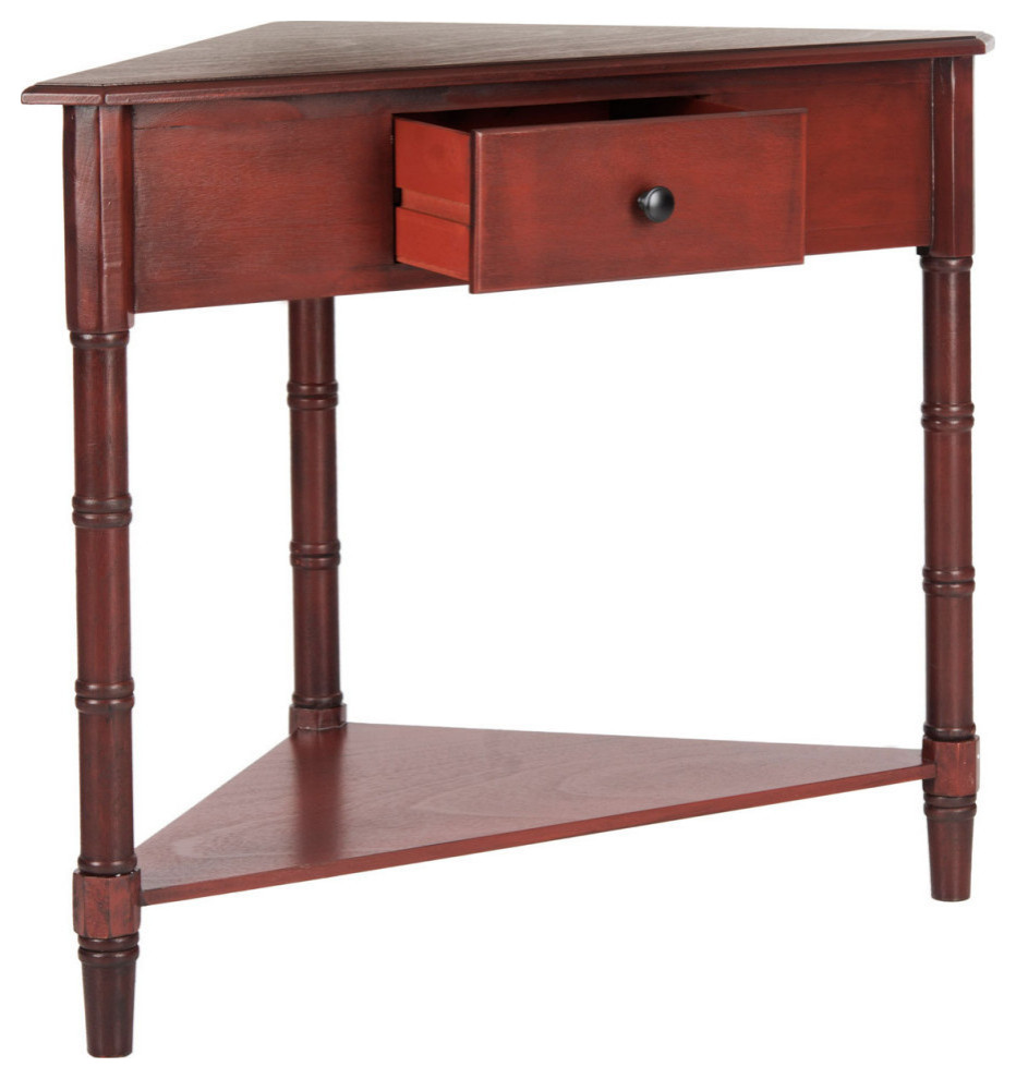 Margie Corner Table With Storage Drawer  Red   Asian   Side Tables And End Tables   by Rustic Home Furniture Deco  Houzz