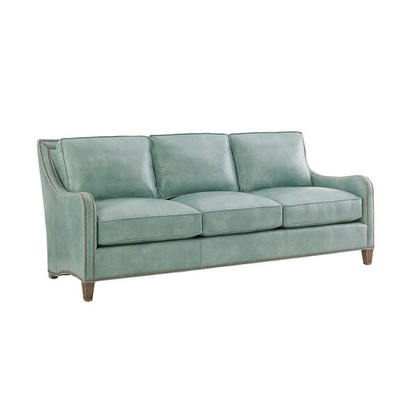 Twin Palms Green Koko Leather Sofa