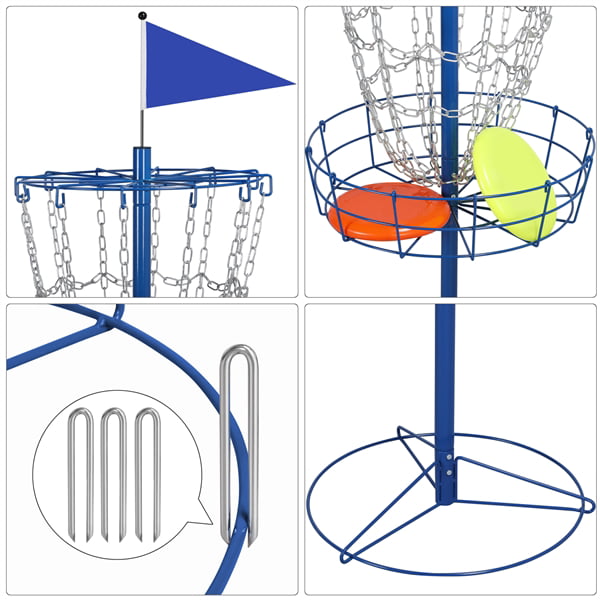 Yaheetech 12-Chain Disc Golf Basket Portable Metal Disc Golf Target Flying Disc Golf Practice Basket Indoor & Outdoor Blue