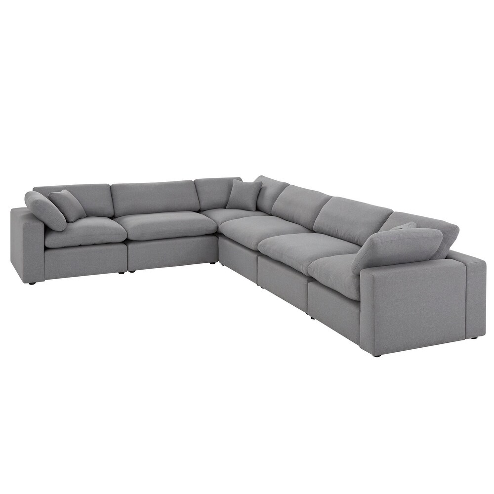 Anka Grey Linen Down Filled Cushioned 6 Seat Sectional Sofa by iNSPIRE Q Modern