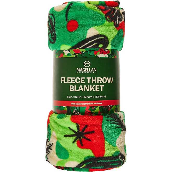 Magellan Outdoors Christmas Camo Fleece Throw Blanket