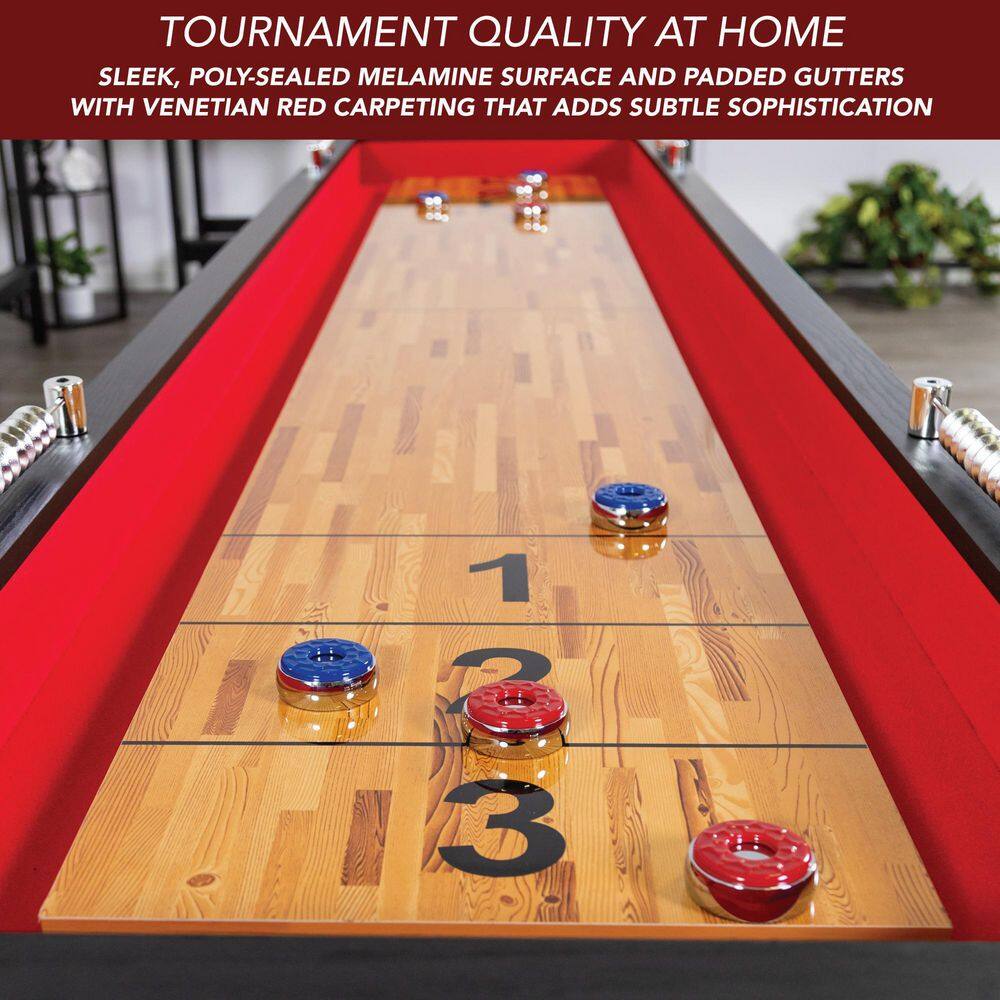 Hathaway Avenger 9 ft. Avenger Shuffleboard for Family Game Rooms with Padded Gutters Leg Levelers 8 Pucks and Wax BG1203