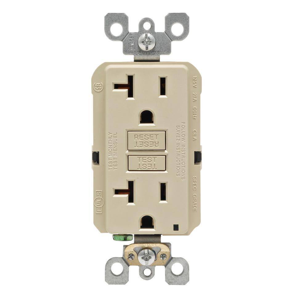 Leviton 20 Amp Self-Test SmartlockPro Slim Duplex GFCI Outlet Ivory R99-GFNT2-0RI