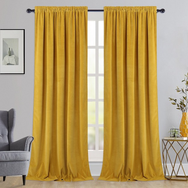 Trinity Velvet Curtains Panels Room Darkening Soft Luxury Drapes Home Decor Rod Pocket Light Blocking Privacy Protect