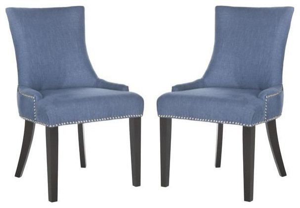 Denver 19  x27 x27h Dining Chair set of 2 Silver Nail Heads Blue   Transitional   Dining Chairs   by AED Luxury Home Decor  Houzz