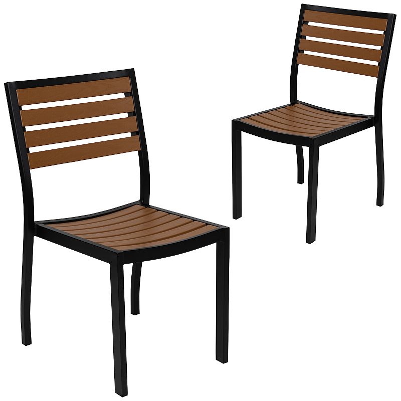 Flash Furniture Outdoor Stackable Side Chair 2-Piece Set