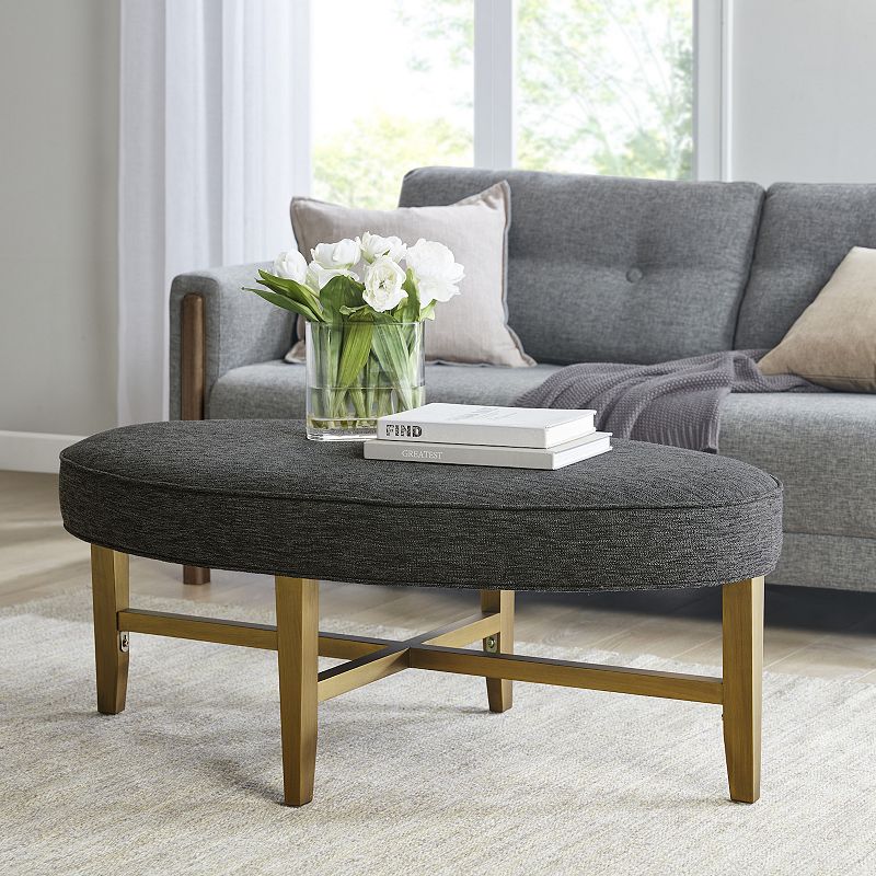 Madison Park Alina Oval Upholstery Cocktail Ottoman