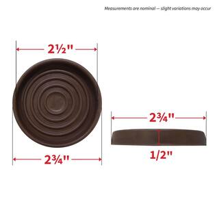 Everbilt 2-12 in. Brown Round Smooth Rubber Floor Protector Furniture Cups for Carpet  Hard Floors (4-Pack) 4654044EV