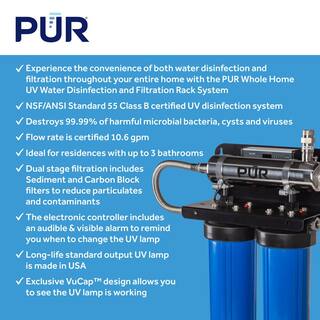 PUR 15 GPM Whole Home Ultraviolet Water Disinfection and Filtration System with Mounting Rack PUVR15H