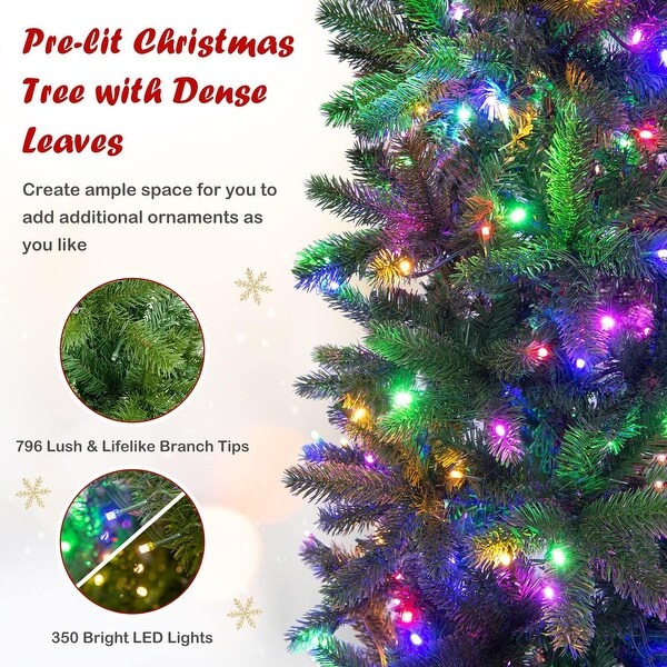 7.5 Ft Pencil Prelit Christmas Tree 200 Dual Color Lights