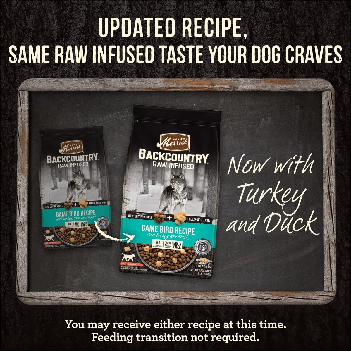 Merrick Backcountry Freeze-Dried Raw Grain-Free Big Game Recipe with Turkey， Duck and Quail Dry Dog Food