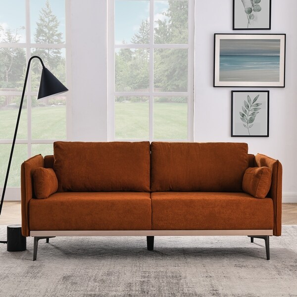 Modern Sofa 3Seat Couch with Stainless Steel Trim