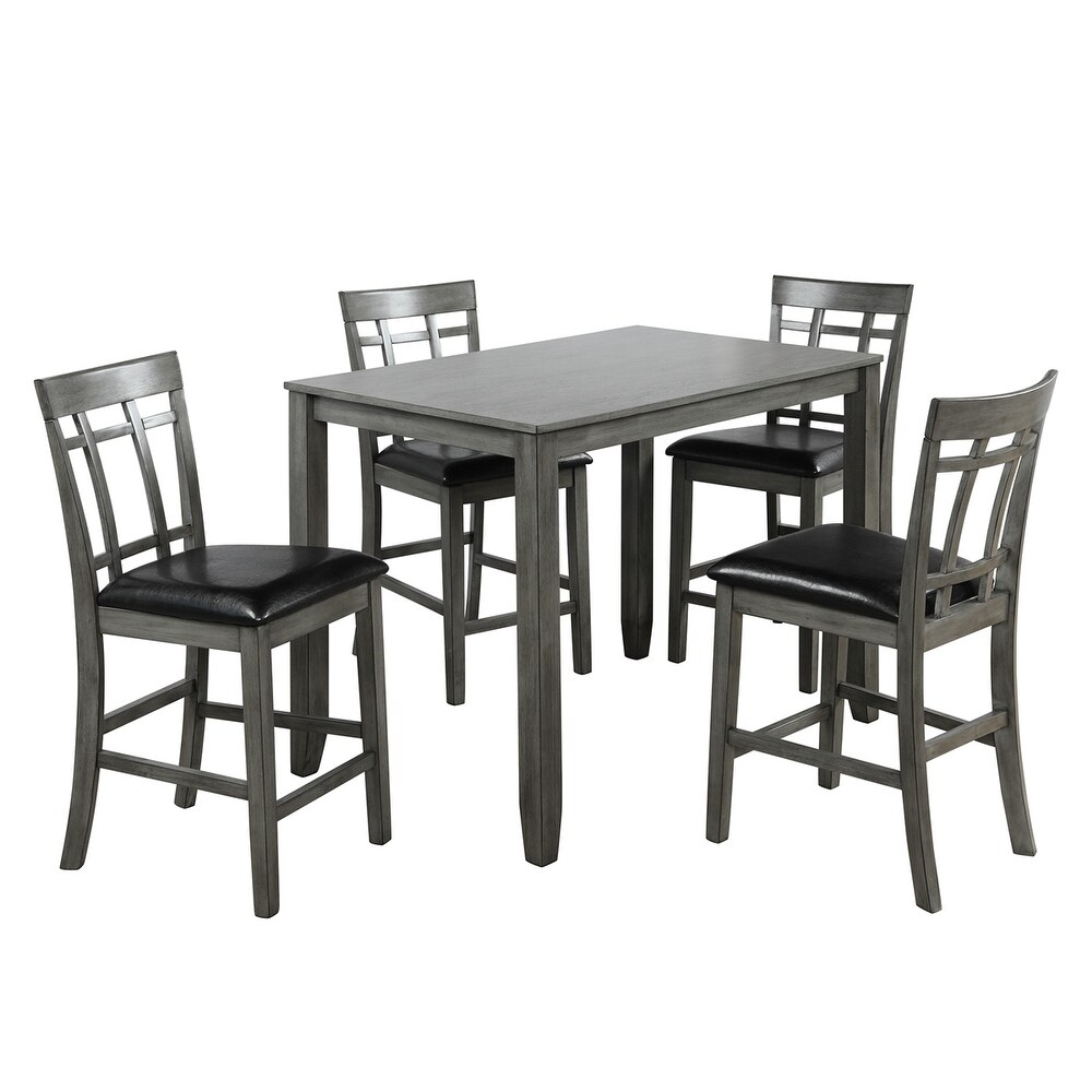 5 Piece Vintage Rectangular Table with 4 chairs  Wood Dining Table and Chair Set for Dining Room