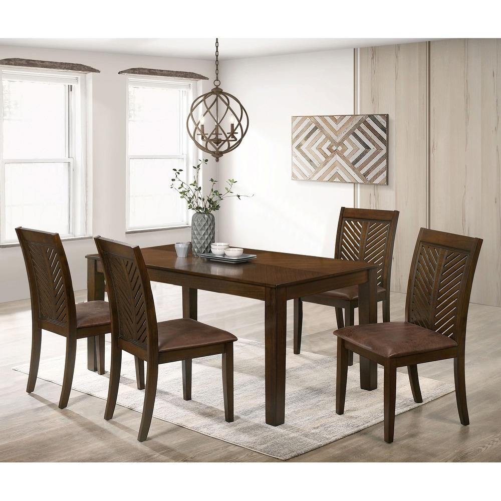 San Gabriel Transitional Walnut 5 Piece Dining Table Set by Furniture of America