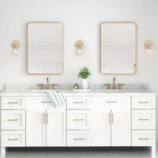 Koini Modern Glam Gold Bathroom Vanity Lights Seeded Glass Globe Wall Sconces